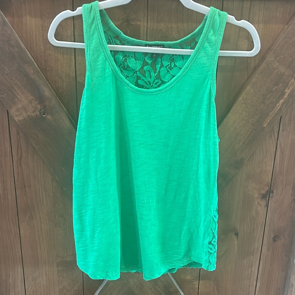 Women’s Express green lace tank top SZ S